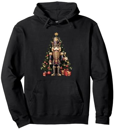 Casse-Noisette Ballet Sapin de Noël Pyjama Fête Sweat à Capuche, Unisexe pour Adultes, Noir, XXL