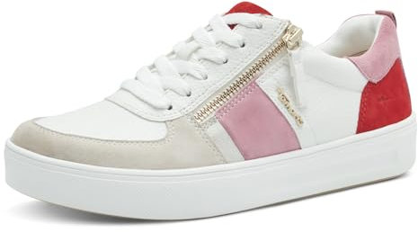 Tamaris Women's Comfort Damen Bequem Sneaker, Red/Rose, 4 UK