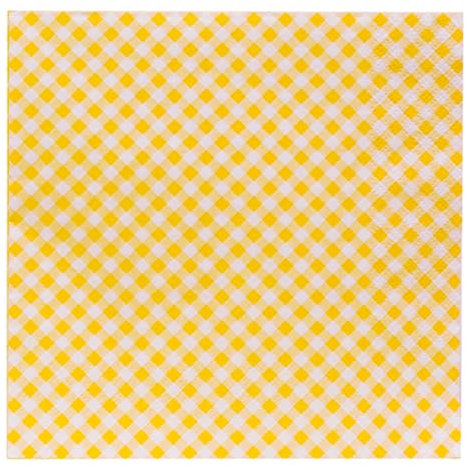 Talking Tables 16x Yellow Checkered Napkins Gingham Serviettes – Disposable Tableware Perfect for Picnics, BBQs, and Summer Garden Parties - Festive Outdoor Gatherings, Christmas