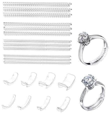 T TAKONE 20 Stück Ring Verkleinerung Set, Inklusive Ringgrößenmesser Deutsche Größen, Abstandshalter und Ringverkleinerer, Ringverkleinerer Unsichtbar für Lose Ringe (für Männer und Frauen）