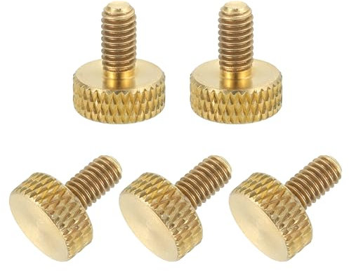 sourcing map 5Pcs M4x8mm Brass Knurled Thumb Screws, Flat Grip Bolt Knobs Fasteners Solid Brass Diamond Knurled Thumb Screws Knobs for Electronic, Mechanical
