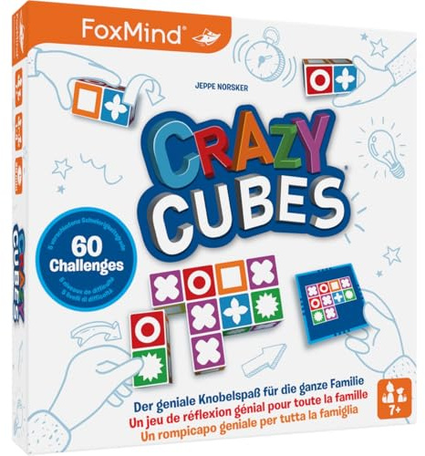 FoxMind 3100235 Crazy Cubes, geniale divertimento per la famiglia, puzzle a dadi veloce per 1-4 persone, Brainteaser per bambini dai 7 anni in su