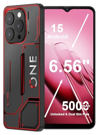 invens Note 12P Handys Ohne Vertrag, 6.56 HD+ Display, 48MP+8MP Kamera, 5000mAh Akku, 4+12GB RAM 128GB ROM, Android 15 günstiges Smartphone, Dual SIM Handy + TF, Face ID/Fingerabdruck, Cyberrot