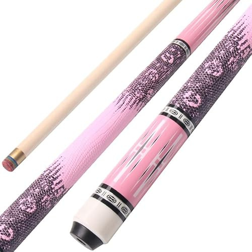Generisch 58-Zoll-Billardqueue aus Ahornholz mit Etui, professioneller Damen-Billardstock, Snookerqueue, Griff aus echtem Leder, 10,5 mm Regenbogenspitze(Color:Pink)