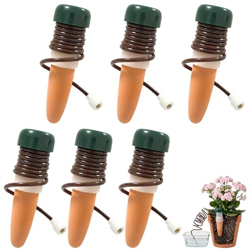 Coco Berming 6 Paquete Unidades Dispensadores Agua para Plantas Interior, Sistema Autorriego para Macetas Riego, Riego Automático Plantas Interior, Plantas Plantasen Maceta Jardín Cestas (Marrón)