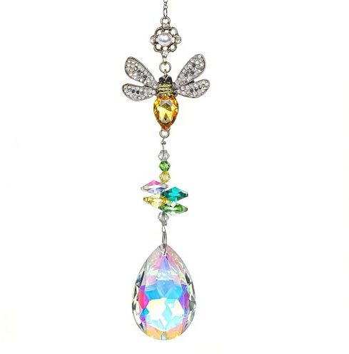 Atrapasoles Cristal Adornos de Jardín, Atrapasoles de Cristal Colorido de Abeja, Atrapasol de Cristales para el Ventana, Hogar, Decoración de Jardín, Regalos