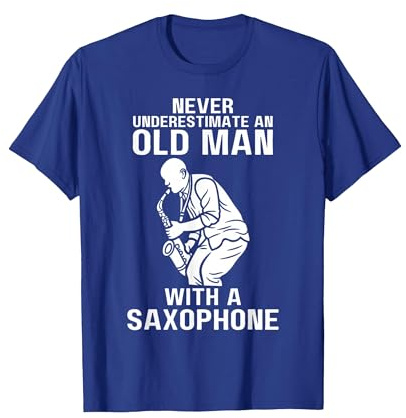 Never Underestimate an Old Man with A Saxophone T-Shirt, Men, Royal Blue, XX-Large