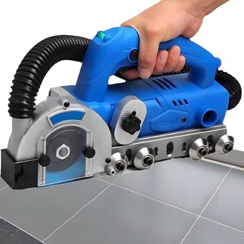 QuinteZhenTially Limpiador Juntas Azulejos 9000 RPM,Limpiadora Eléctrica Juntas Ranuras Azulejos 1200 W,Máquina Portátil Autosucción Abrir Lechada Azulejos,Profundidad Ajustable,Recolección Polvo
