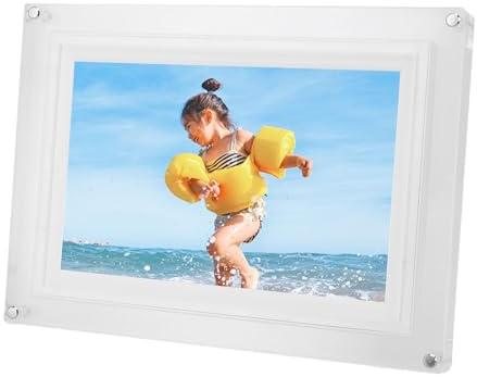 Naroote Cornice Digitale da 10,1 Pollici, Cornice Fotografica Elettronica, Memoria da 8 GB, Rotazione Automatica, Album Elettronico in Acrilico con Luce LED, Lettore Musicale Video per Bar in