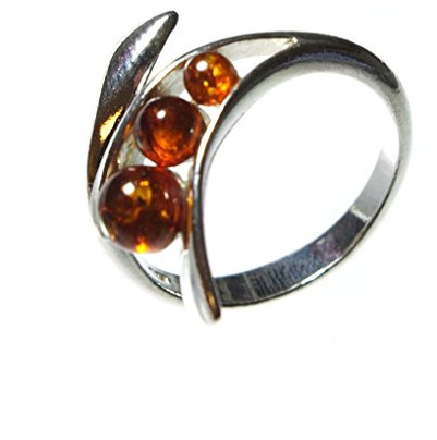 HolidayGiftShops Sterling Silver and Baltic Amber Adjustable Ring Gabriela