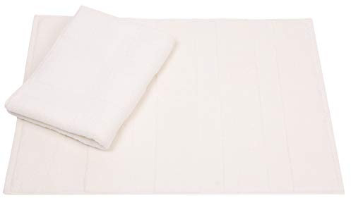 Betz 2er Set Badvorleger Badematte Badteppich Duschvorleger Frottee Größe 50 x 70 cm 100% Baumwolle Deluxe Qualität 680 g/m² Farbe Creme