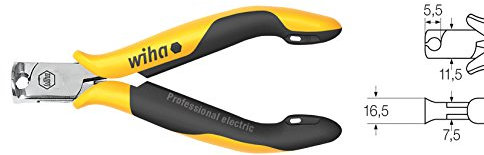 Wiha Vornschneider Professional ESD breiter Kopf mit kleiner Wate (26840) 115 mm für empfindliche elektronische Bauteile, Schutz von Komponenten durch elektrostatisch ableitendes Werkzeug, dissipativ, Werkzeug mit Oberflächenwiderstand