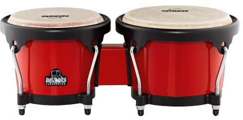 Nino Percussion Molded Bongo Plus - Musikinstrument für Kinder ab 5 Jahren - 2 Handtrommeln - ABS Kunststoff, Rot (NINO17R-BK)