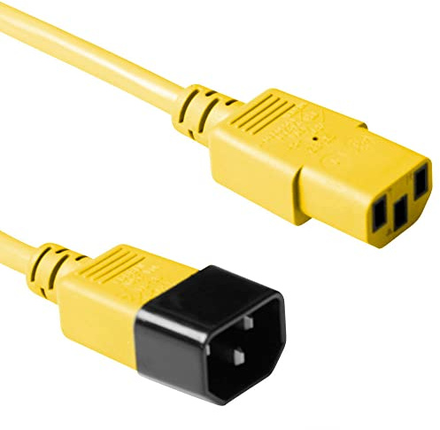 ACT Power Cable 3m, C13 to C14 Extension Cable for Cold Devices, IEC Male to Female 3 Pin Power Cable- AK5119 Yellow