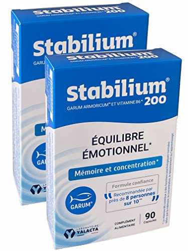 Yalacta - Stabilium 200-90 capsules molles - Mémoire Concentration Equilibre psycho-émotionnel - Lot de 2 boites de 90 Capsules (2)