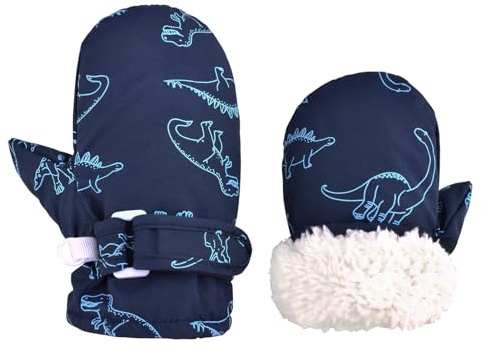 Azarxis Baby Winter Mittens Kid Toddler Warm Gloves with Fleece Lining Thermal Windproof for Boys Girls Children Snow Skiing Skating Cycling Walking (Navy Blue, 6-24 Months)