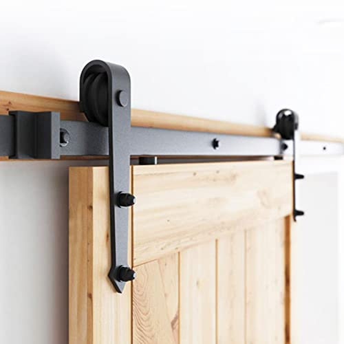 Joparri Set di raccordi scorrevoli, 183 cm (6 piedi), sistema di porte scorrevoli, binario di scorrimento in acciaio al carbonio con ruote e guida per porta scorrevole, guida sospesa, freccia