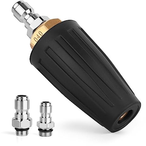 WORKEASE Turbo Nozzle for Pressure Washer, 4000PSI 4.0GPM Rotating Turbo Nozzle with 1/4’’ 3/8’’ Quick Connect Power for Garden Car Concrete Brick Vinyl Surface
