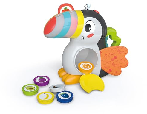Milan Le Toucan Gourmand Jouet d'Éveil Interactif pour Bébé Dès 12 Mois | Insère les jetons fruits pour apprendre couleurs et mots en s'amusant bien | sons et lumières | cadeau naissance idéal