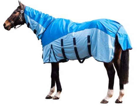 ReitsportPlus Fliegendecke Regendecke Weidedecke 600D Full Neck Fly Turnout Waterproof Blue - 105 cm