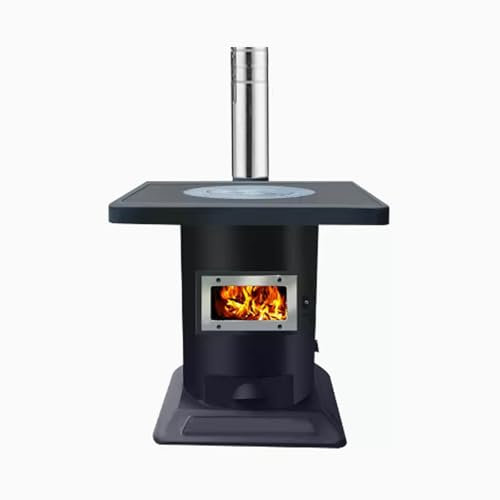 Braskamin Inomhus Premium Rökfri Vedeldad Kamin Inomhus Förtjockat Gjutjärn, Energibesparande Flerbränslekokare för Landsbygdsuppvärmning, Camping och Matlagning(55 * 50 * 57cm)