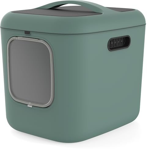 Rotho Biala XXL Katzenklo mit Deckel grün aus Kunststoff