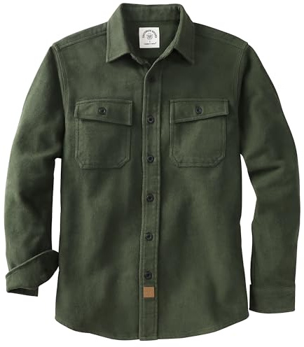 Dubinik® 13oz Ultra tungvikts flanellskjorta herr, långärmad button-down, Olive Drab, XL