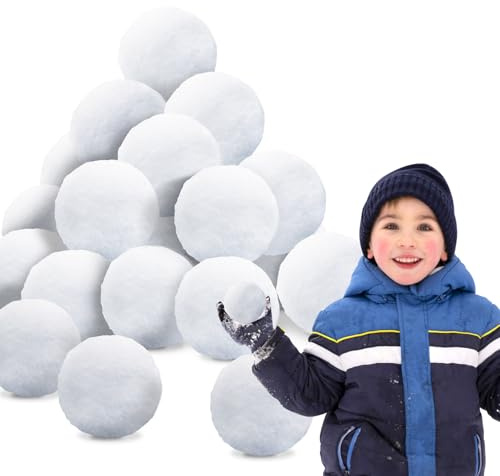 20 Pack Snow Toy Balls for Kids Indoor Snow Fight Balls Set Artificial Snow Soft Plush Snow Fake Balls for Winter Snow Throwing Parent-Child Game Christmas Decorations