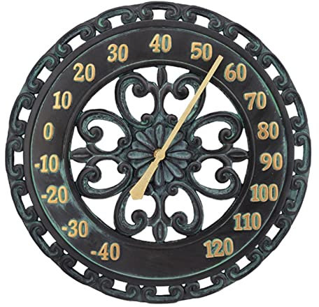 Termometro vintage da giardino all'aperto: termometro da appendere classico, accento decorativo da parete per recinzione, patio, soggiorno, elegante termometro di benvenuto per patio o