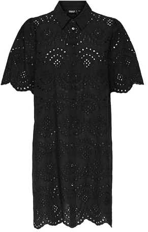 ONLY ONLVALAIS S/S Dress Wvn Noos Donna Miniabito Nero XS 100% Cotone