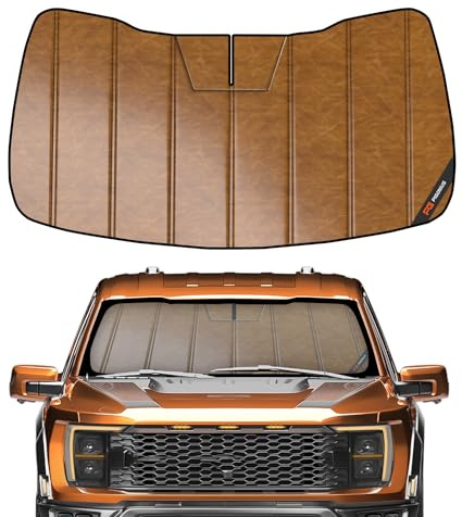 Pigenius Windshield Sunshade for Ford F-150 2021-2026, Custom Front Window Sun Shade - Leather