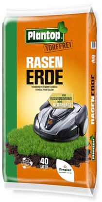 Plantop Rasenerde torffrei 40,0 Liter– Spezialerde für Rasenpflege & Rasenneuanlage – Mit Kalium, Kompost & Depotdünger – Strukturstabil & torffrei – Kultursubstrat für Rollrasen & Nachsaat 40 Liter