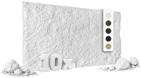 HEXIM Stenutseende stenplattor 10 stycken 120 x 60 cm PU väggbeklädnad 7,3 m² 3D-paneler, krossade stenplattor, väggpaneler, väggdekoration, stenplatta, stenvägg, vardagsrum, innervägg vit (A002-01