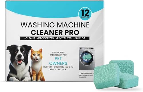 Washing Machine Cleaner Pro Tablets Paket Med 12 for Husdjursägare, Extra Stark Mot Lukt Och Kalkavlagringar - TVättmaskinsrengöringsmedel Med Formel for Djuprengöring