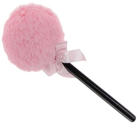 SOESFOUFU Borla de Maquillaje en Forma de Piruleta Rosa Felpa Agradable y Mango Largo para Aplicar Polvo Corporal y Facial en Maquillaje Diario