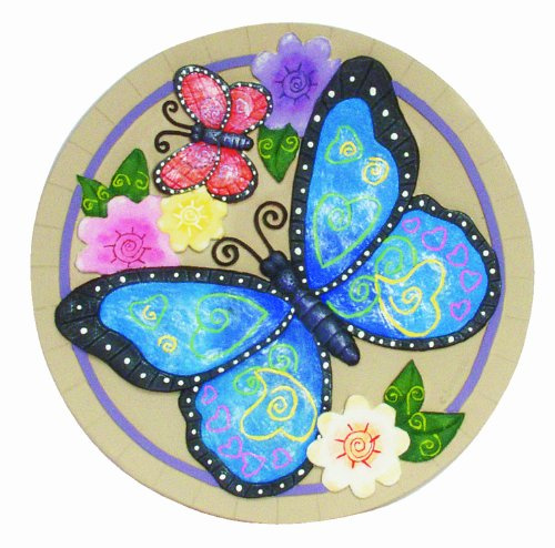 Spoontiques - Decoración de jardín - Piedra de paso de mariposa - Piedra decorativa para jardín