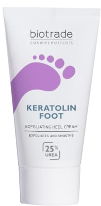 Biotrade Keratolin fotkräm med Urea, glycerin och mentol – 25 % Urea fotkräm för att peela och jämna ut grov och benägna att spricka hälar, fötter, knän och armbågar – 50 ml