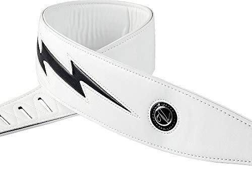 YUEKO Gitarrengurt für E-Gitarre/Bass, cooles Lightning-Muster, Flamme, Weiss/opulenter Garten