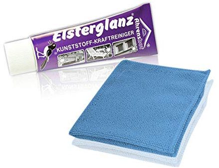* Elsterglanz Kunststoff-Kraftreiniger Tube 40 ml + Mikrofaser-Tuch | Das Original aus Deutschland