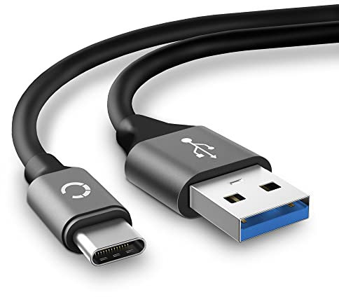 CELLONIC USB Kabel 2m kompatibel mit LG G5, G6, G7, G7 ThinQ, G8 ThinQ, G8S ThinQ, K30, K41s, K42 Smartphone, Handy Ladekabel USB C Type C auf USB A 3.1 Gen 1 Datenkabel 3A grau PVC