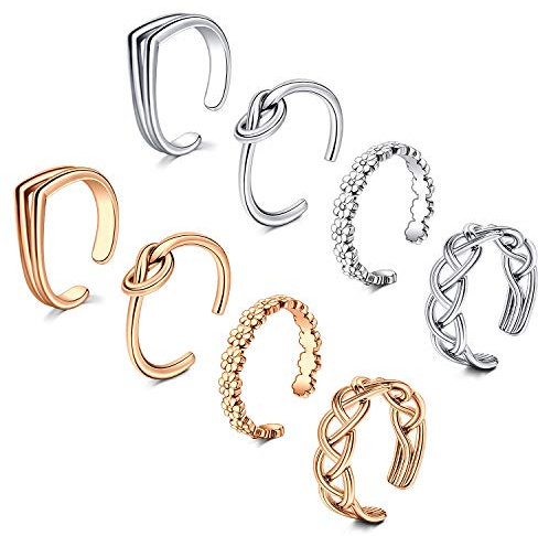 D.Bella Zehenringe für Frauen Fußkettchen und Zehenring Set Verstellbare Fußkettchen Fußschmuck