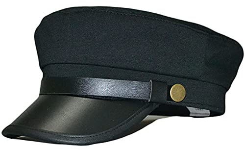 Chapeau de Chauffeur Noir pour Homme et Femme - Pilote, Capitaine, Marin - Classique Vintage Newsboy - Casquette Béret à Visière