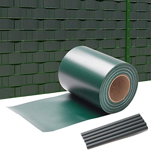 Swanew - Strisce frangivista per recinzioni da giardino a doppia asta, strisce per la privacy, 35 m x 19 cm, con 30 clip, in PVC, stampa su entrambi i lati, colore verde
