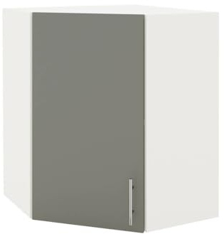 JD Greta 600mm Kitchen Wall Corner Cabinet with Doors – Wall Corner Unit – Grey Matt – Modern Storage Cupboard
