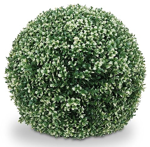 Mendler Pianta Finta Artificiale a cespuglio Rotondo Arte topiaria HWC-L77 polietilene Ø 55cm - Bianco