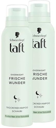 Schwarzkopf Taft Trockenshampoo Schaum Overnight Frische Wunder (2x 150 ml), Haarstyling mit pflegenden, erfrischenden Eigenschaften im Schlaf, für alle Haartypen geeignet, vegane Formel