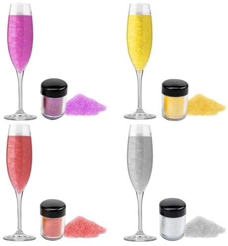 Glitter Commestibili 4 Colori,Glitter Commestibili Alimentari,Glitter Edibili,Glitter Commestibili per Drink,Polvere Gitter per Cioccolato,Torta,Fondente,Cocktail,Bevande