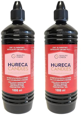 HC Huile pour Lampes et Bougies - 2L Cire Liquide Longue Durée, Sans Fumée ni Odeur, Paraffine Pure, Bougies d'Église, Flambeaux et Torches, Combustible Sûr pour Intérieur et Cérémonies Religieuses