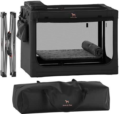 Noah & Paw Collapsible Dog Crate 36 Inches, XL Dog Crate for XL, Large Medium Breed, Travel Kennel for Car, Includes Pet Mat for Pet Cage, 2 Storage Pockets, Handbag, 10mm Locking Zippers 36*25*23