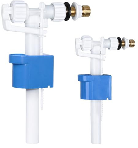 Lot de 2 soupapes de remplissage pour réservoir de chasse d'eau G3/8 et G1/2 - Raccordement en laiton - Pièces de rechange - Quantité d'eau réglable